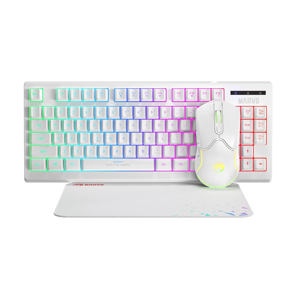 Gaming Keyboard + Mouse + Mouse matt (White)