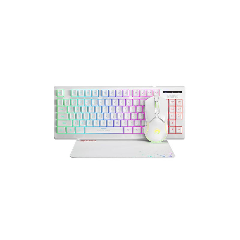 RGB Gaming Keyboard + Mouse + Mouse matt (White)-1